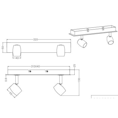 MICHAEL FARETTO DA PARETE CON 2 SPOT ORIENTABILI IN ACCIAIO SATINATO GU10 MODERNO TRIO LIGHTING - Cristalensi Shop Online