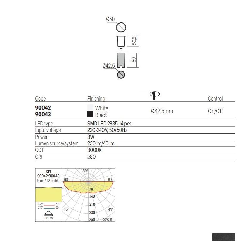 XPI SEGNAPASSO ROTONDO DA INCASSO IP65 LED 3W LUCE 3000K BIANCO O NERO DA ESTERNO MODERNO