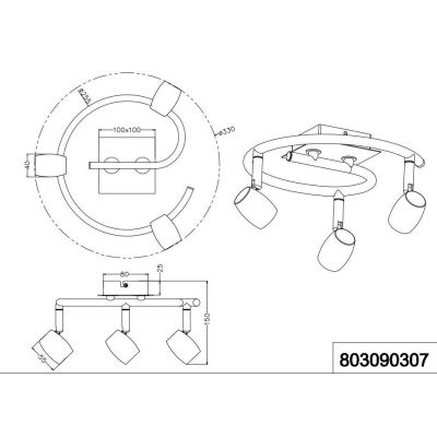 MICHAEL PLAFONIERA A GIRANDOLA CON 3 SPOT ORIENTABILI IN ACCIAIO SATINATO GU10 MODERNO TRIO LIGHTING - Cristalensi Shop Online