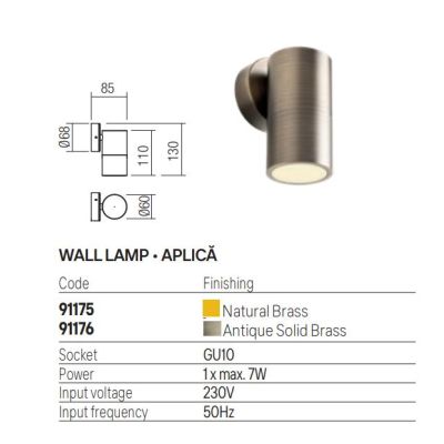 STAKE APPLIQUE DA ESTERNO IN OTTONE IP65 ANTI SALSEDINE 2 FINITURE COLORE LAMPADINA ATTACCO GU10