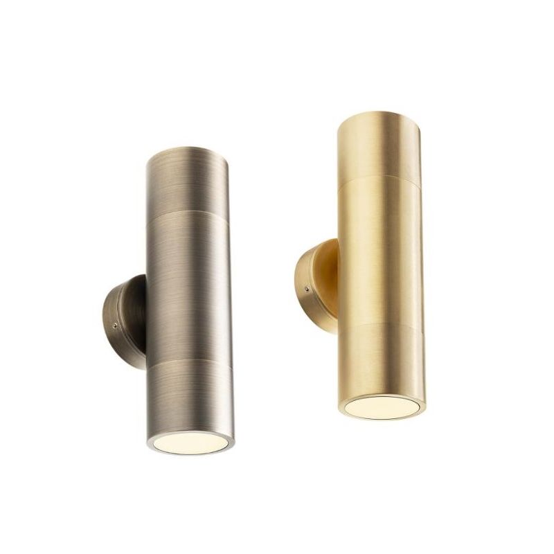 STAKE APPLIQUE DA ESTERNO BIEMISSIONE IN OTTONE IP65 ANTI SALSEDINE 2 COLORI LAMPADINE ATTACCO GU10