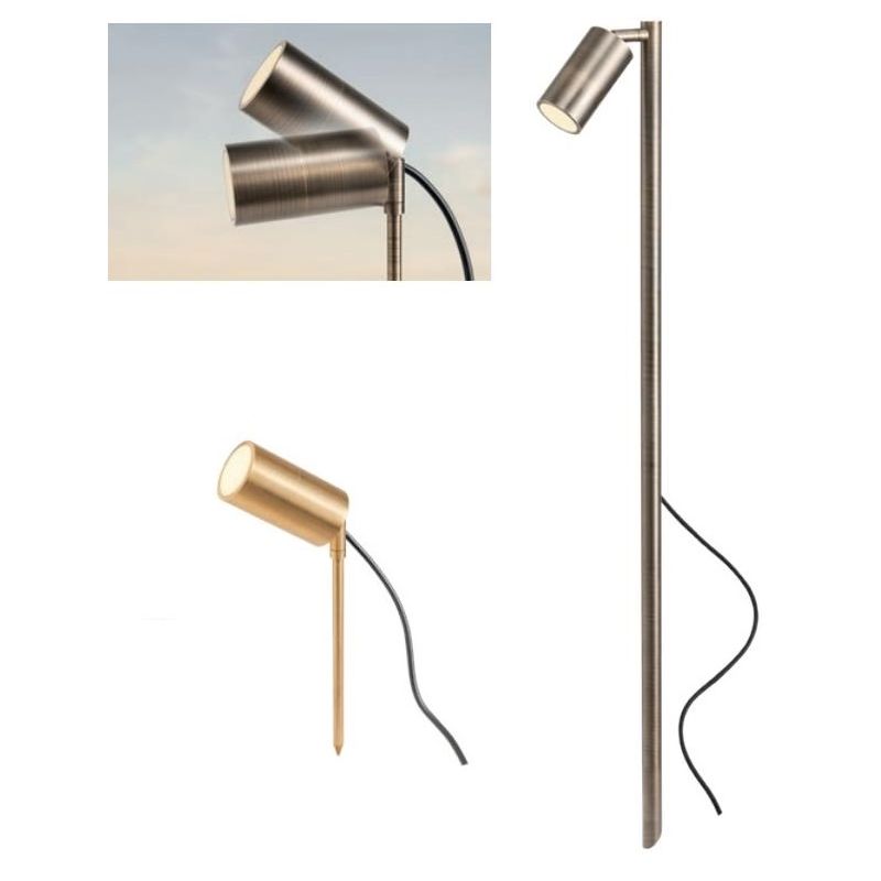 STAKE PALO CON LUCE ORIENTABILE IN OTTONE IP65 ANTI SALSEDINE 2 COLORI E IN 2 MISURE LAMPADINA ATTACCO GU10