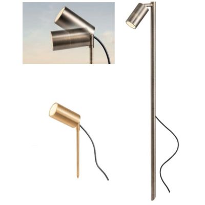 STAKE PALO CON LUCE ORIENTABILE IN OTTONE IP65 ANTI SALSEDINE 2 COLORI E IN 2 MISURE LAMPADINA ATTACCO GU10
