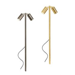 STAKE PALO A 2 LUCI ORIENTABILI IN OTTONE IP65 ANTI SALSEDINE 2 COLORI CON LAMPADINE ATTACCO GU10