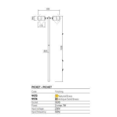 STAKE PALO A 2 LUCI ORIENTABILI IN OTTONE IP65 ANTI SALSEDINE 2 COLORI CON LAMPADINE ATTACCO GU10