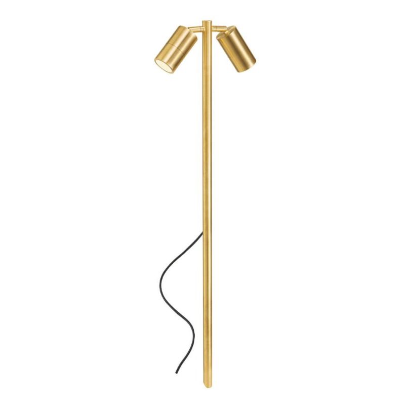 STAKE PALO A 2 LUCI ORIENTABILI IN OTTONE IP65 ANTI SALSEDINE 2 COLORI CON LAMPADINE ATTACCO GU10