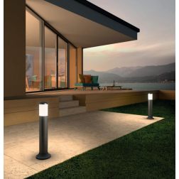 PENCIL PALO DA GIARDINO H60 CM IN ABS NERO IP44 ANTI SALSEDINE LAMPADINA ATTACCO E27 MODERNO