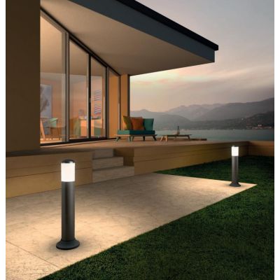 PENCIL PALO DA GIARDINO H60 CM IN ABS NERO IP44 ANTI SALSEDINE LAMPADINA ATTACCO E27 MODERNO