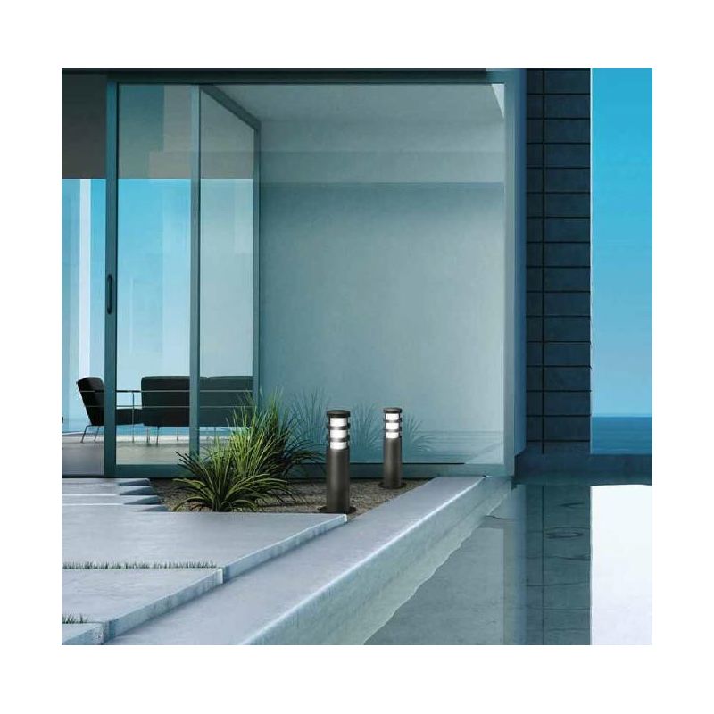 PALO ESTERNO ALTEZZA 40 CM DIFFUSORE IN VETRO GRIGIO ALLUMINIO O ANTRACITE IP54 GEA LUCE - Cristalensi Shop Online