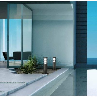 PALO ESTERNO ALTEZZA 40 CM DIFFUSORE IN VETRO GRIGIO ALLUMINIO O ANTRACITE IP54 GEA LUCE - Cristalensi Shop Online