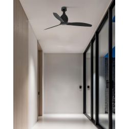 MINI ETERFAN VENTILATORE DI DIAMETRO 128 CM CON FUSTO IN VETRO NERO E PALE NERE O COLOR LEGNO FARO VENTILATORI - Cristalensi Sho 2