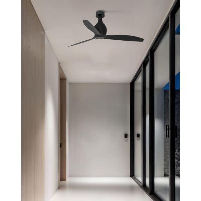 MINI ETERFAN VENTILATORE DI DIAMETRO 128 CM CON FUSTO IN VETRO NERO E PALE NERE O COLOR LEGNO FARO VENTILATORI - Cristalensi Sho