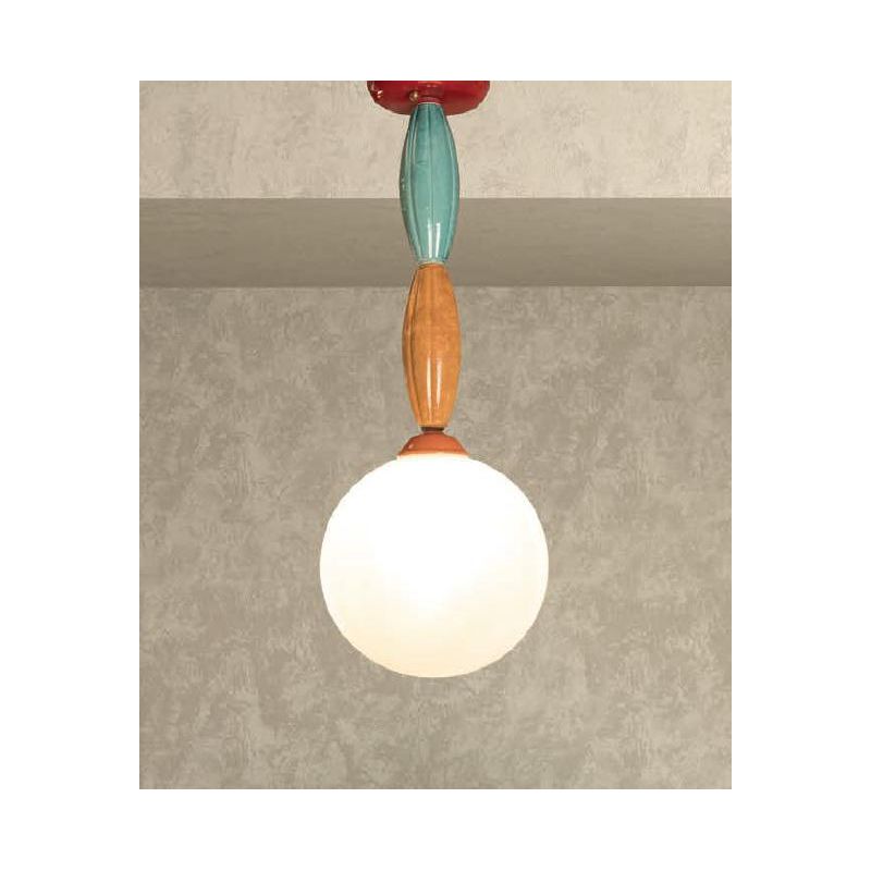 PLAFONIERA IN TERRACOTTA COLORATA CON SFERA IN VETRO MADE IN ITALY DELLA IMAS FIRENZE