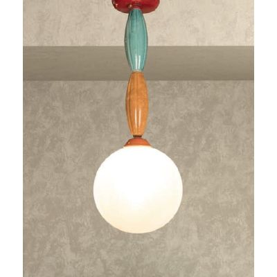 PLAFONIERA IN TERRACOTTA COLORATA CON SFERA IN VETRO MADE IN ITALY DELLA IMAS FIRENZE