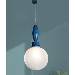 SOSPENSIONE IN TERRACOTTA COLORATA CON SFERA IN VETRO D25 CM MADE IN ITALY DELLA IMAS FIRENZE