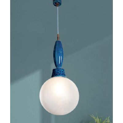 SOSPENSIONE IN TERRACOTTA COLORATA CON SFERA IN VETRO D25 CM MADE IN ITALY DELLA IMAS FIRENZE
