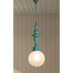 SOSPENSIONE MADE IN ITALY IN TERRACOTTA COLORATA CON SFERA IN VETRO D20 CM DELLA IMAS FIRENZE