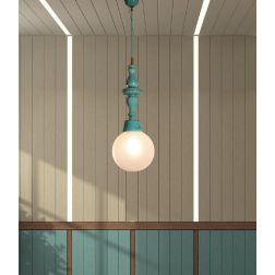 SOSPENSIONE MADE IN ITALY IN TERRACOTTA COLORATA CON SFERA IN VETRO D20 CM DELLA IMAS FIRENZE 2