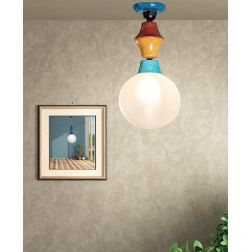 PLAFONIERA IN TERRACOTTA COLORATA CON SFERA IN VETRO D25 CM MADE IN ITALY DELLA IMAS FIRENZE 2
