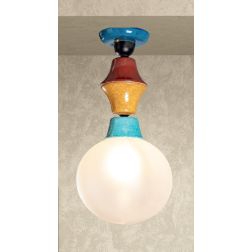 PLAFONIERA IN TERRACOTTA COLORATA CON SFERA IN VETRO D25 CM MADE IN ITALY DELLA IMAS FIRENZE