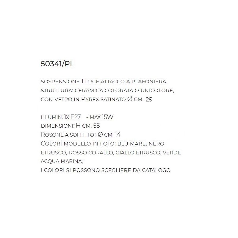 PLAFONIERA IN TERRACOTTA COLORATA CON SFERA IN VETRO D25 CM MADE IN ITALY DELLA IMAS FIRENZE