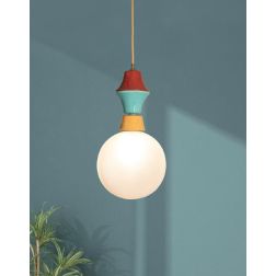 SOSPENSIONE IN TERRACOTTA COLORATA CON SFERA IN VETRO D25 CM MADE IN ITALY DELLA IMAS FIRENZE 2