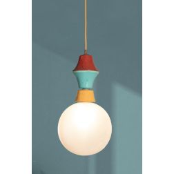 SOSPENSIONE IN TERRACOTTA COLORATA CON SFERA IN VETRO D25 CM MADE IN ITALY DELLA IMAS FIRENZE