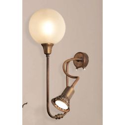 LAMPADA DA PARETE A 2 LUCI IN OTTONE CON BRACCIO FLESSIBILE E SFERA IN VETRO MADE IN ITALY IMAS