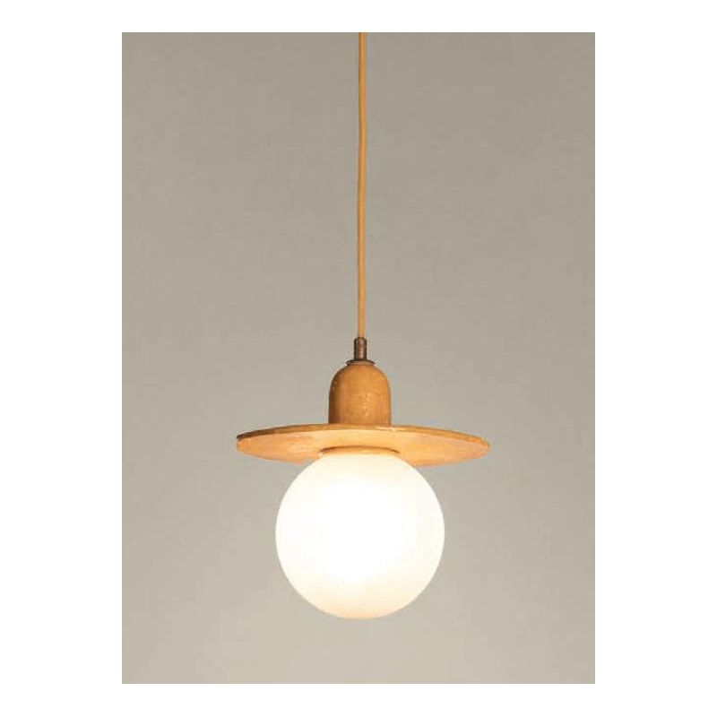 SOSPENSIONE SINGOLA IN CERAMICA DECORATA A MANO CON SFERA IN VETRO BIANCO D15 CM MADE IN ITALY