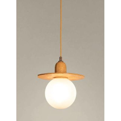 SOSPENSIONE SINGOLA IN CERAMICA DECORATA A MANO CON SFERA IN VETRO BIANCO D15 CM MADE IN ITALY