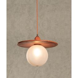 SOSPENSIONE SINGOLA D38 CM IN CERAMICA DECORATA A MANO CON SFERA IN VETRO BIANCO MADE IN ITALY