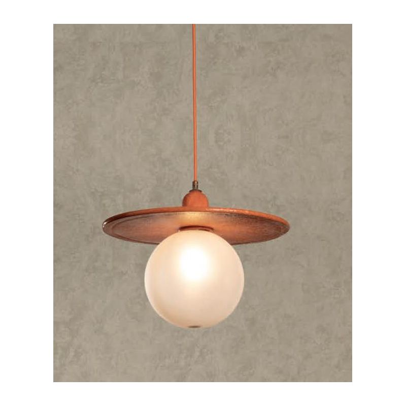 SOSPENSIONE SINGOLA D38 CM IN CERAMICA DECORATA A MANO CON SFERA IN VETRO BIANCO MADE IN ITALY