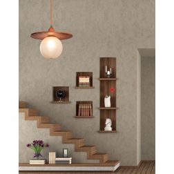 SOSPENSIONE SINGOLA D38 CM IN CERAMICA DECORATA A MANO CON SFERA IN VETRO BIANCO MADE IN ITALY 2