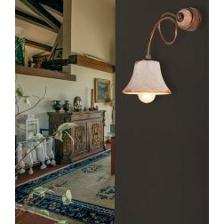 APPLIQUE RUSTICA IN RAME E CERAMICA DECORATA A MANO BRACCIO SEMI RIGIDO MADE IN ITALY IMAS 2