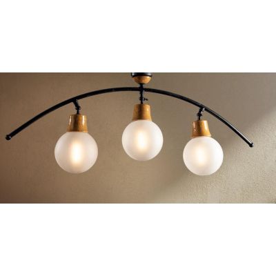 PLAFONIERA AD ARCO IN OTTONE NERO CON SFERE IN VETRO BIANCO CON SNODO MADE IN ITALY DELLA IMAS