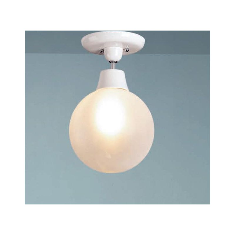 PLAFONIERA IN CERAMICA BIANCA CON SFERA IN VETRO BIANCO D30 CM STILE RUSTICO MADE IN ITALY DELLA IMAS