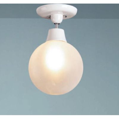 PLAFONIERA IN CERAMICA BIANCA CON SFERA IN VETRO BIANCO D30 CM STILE RUSTICO MADE IN ITALY DELLA IMAS