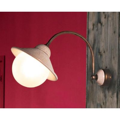 LAMPADA DA PARETE IN CERAMICA DECORATA CON SFERA IN VETRO D15 CM MADE IN ITALY RUSTICA DELLA IMAS