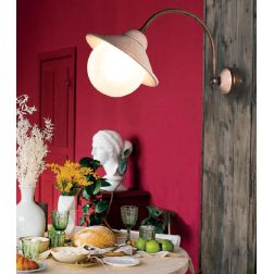 LAMPADA DA PARETE IN CERAMICA DECORATA CON SFERA IN VETRO D15 CM MADE IN ITALY RUSTICA DELLA IMAS 2