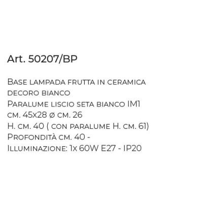 LAMPADA DA TAVOLO CON BASE IN TERRACOTTA CON FRUTTA A RILIEVO E PARALUME BIANCO MADE IN ITALY DELLA IMAS