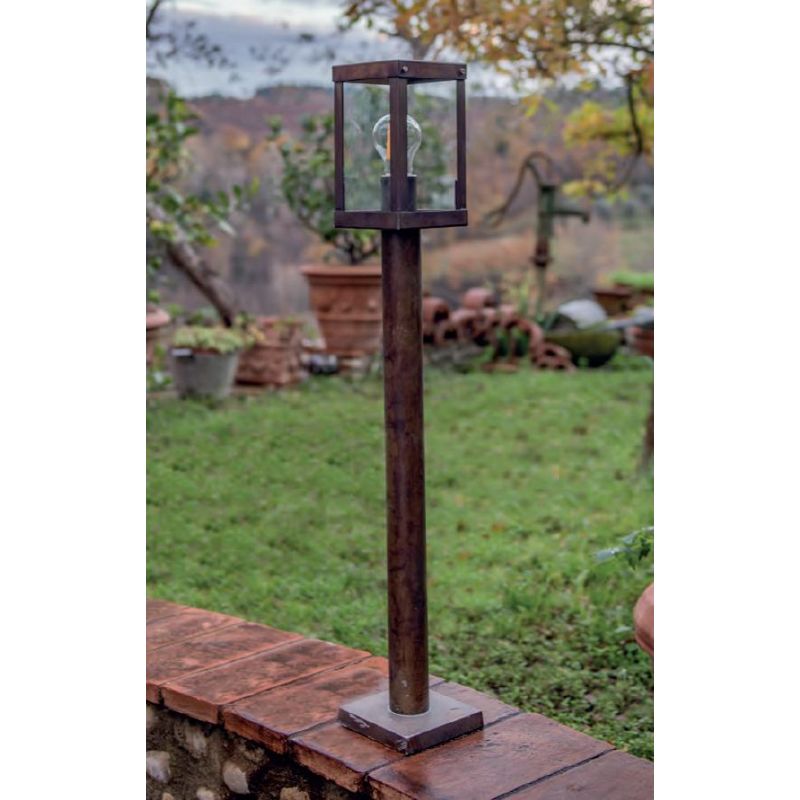 PALO DA ESTERNO A LANTERNA IP44 IN OTTONE INVECCHIATO 2 MISURE MADE IN ITALY DELLA IMAS FIRENZE