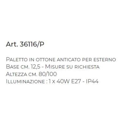 PALO DA ESTERNO A LANTERNA IP44 IN OTTONE INVECCHIATO 2 MISURE MADE IN ITALY DELLA IMAS FIRENZE