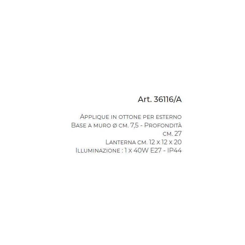 LAMPADA DA PARETE PER ESTERNI A LANTERNA IN OTTONE INVECCHIATO IP44 MADE IN ITALY DELLA IMAS FIRENZE