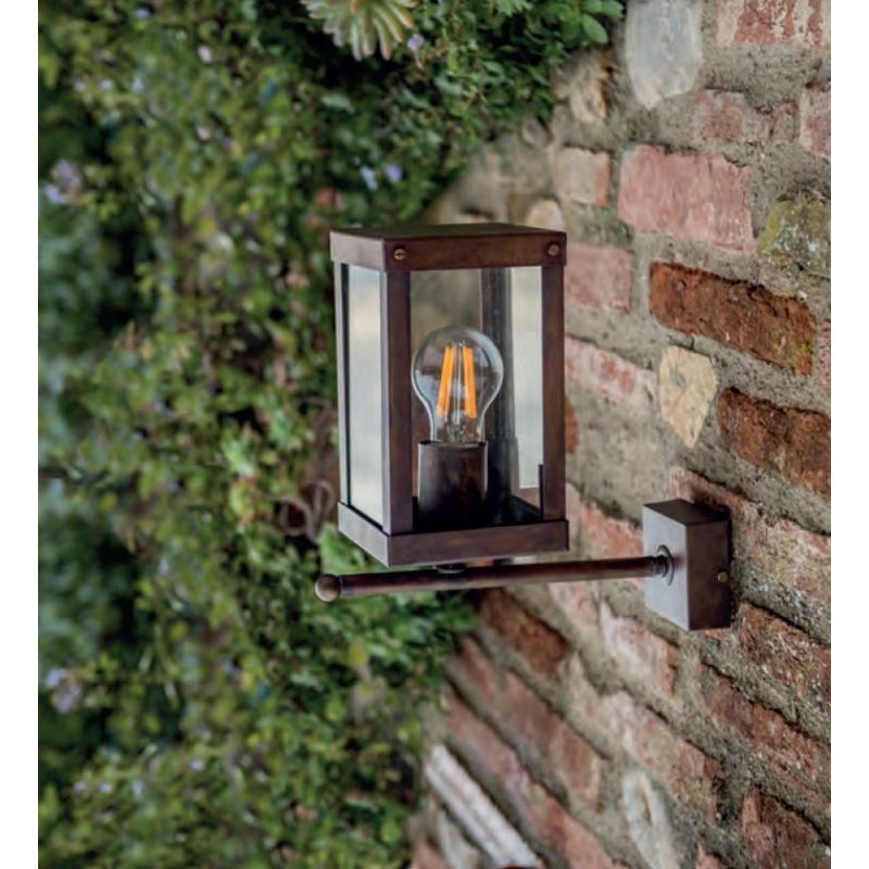 LAMPADA DA PARETE PER ESTERNI A LANTERNA IN OTTONE INVECCHIATO IP44 MADE IN ITALY DELLA IMAS FIRENZE