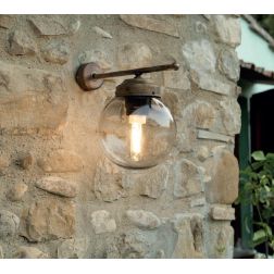 LAMPADA DA PARETE PER ESTERNI IN OTTONE INVECCHIATO CON SFERA FUME IP44 MADE IN ITALY DELLA IMAS 2