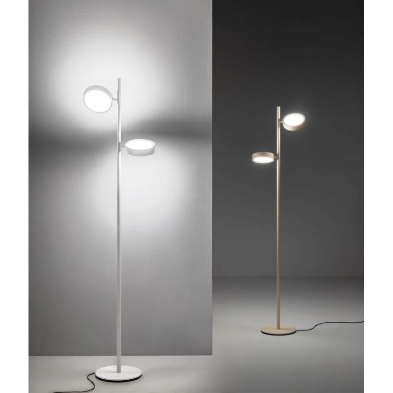 GPI PIANTANA 2 LUCI LED 36W LUCE 3000K DIMMERABILE H180 CM BIANCA,NERA O TORTORA DESIGN MODERNO