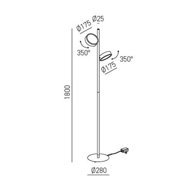 GPI PIANTANA 2 LUCI LED 36W LUCE 3000K DIMMERABILE H180 CM BIANCA,NERA O TORTORA DESIGN MODERNO