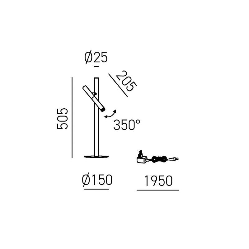 GLS LUMETTO CON SPOT ORIENTABILE LED 5,4W LUCE 3000K DIMMERABILE H50 CM IN 4 COLORI DESIGN MODERNO