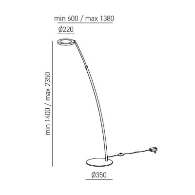 GPI PIANTANA AD ARCO LED 25W LUCE 3000K DIMMERABILE IN 4 COLORI ALTEZZA REGOLABILE MODERNA