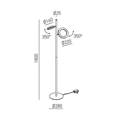 GPI PIANTANA 2 LUCI ORIENTABILI LED 28W LUCE 3000K DIMMERABILE IN 4 COLORI H180 CM MODERNA